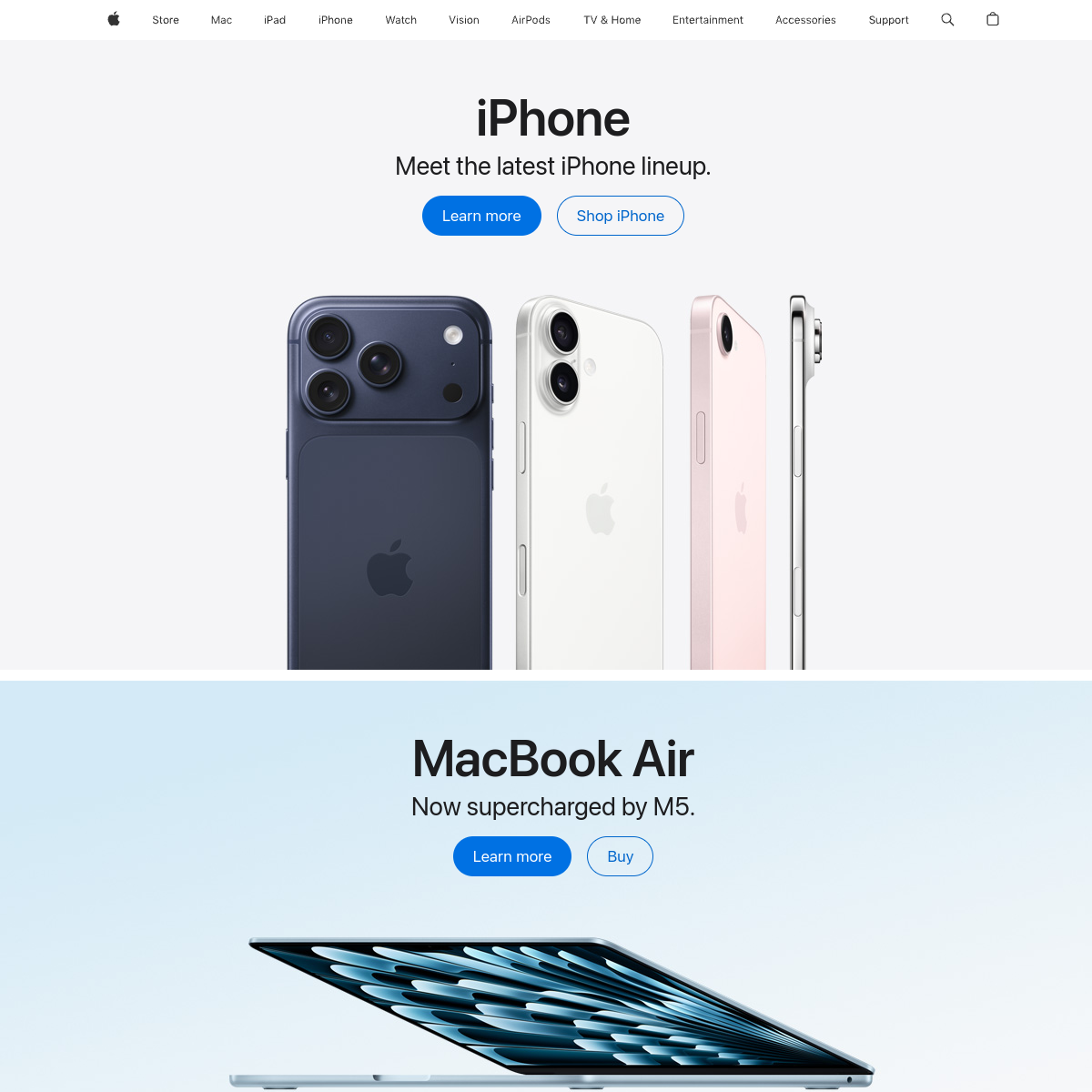 A minimalist website homepage with sparse navigation, large white space, and a simple hero layout